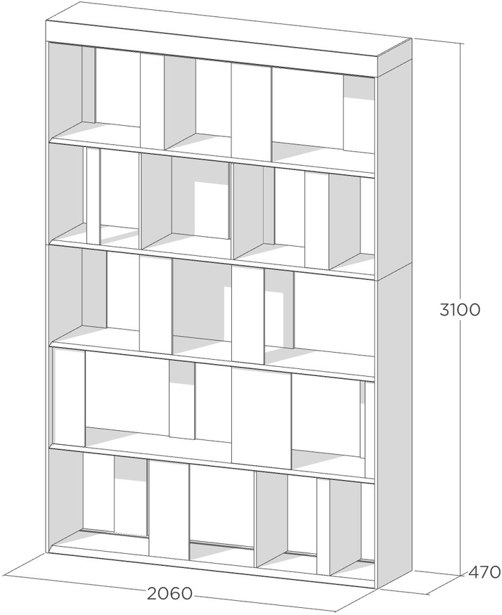 Схема стеллажа для книг с подсветкой