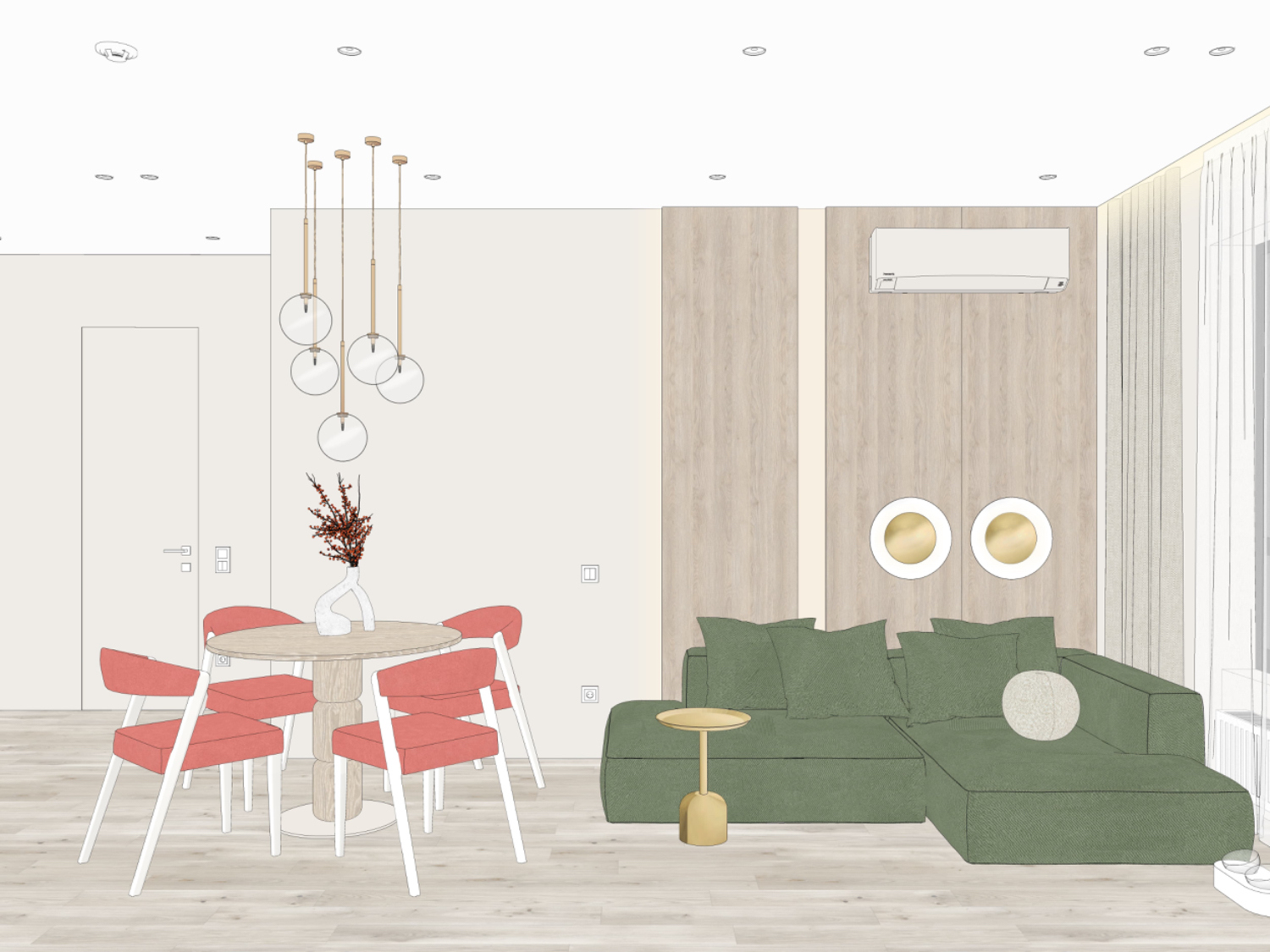 Дизайн-проект кухни-гостиной 18 квадратных метров