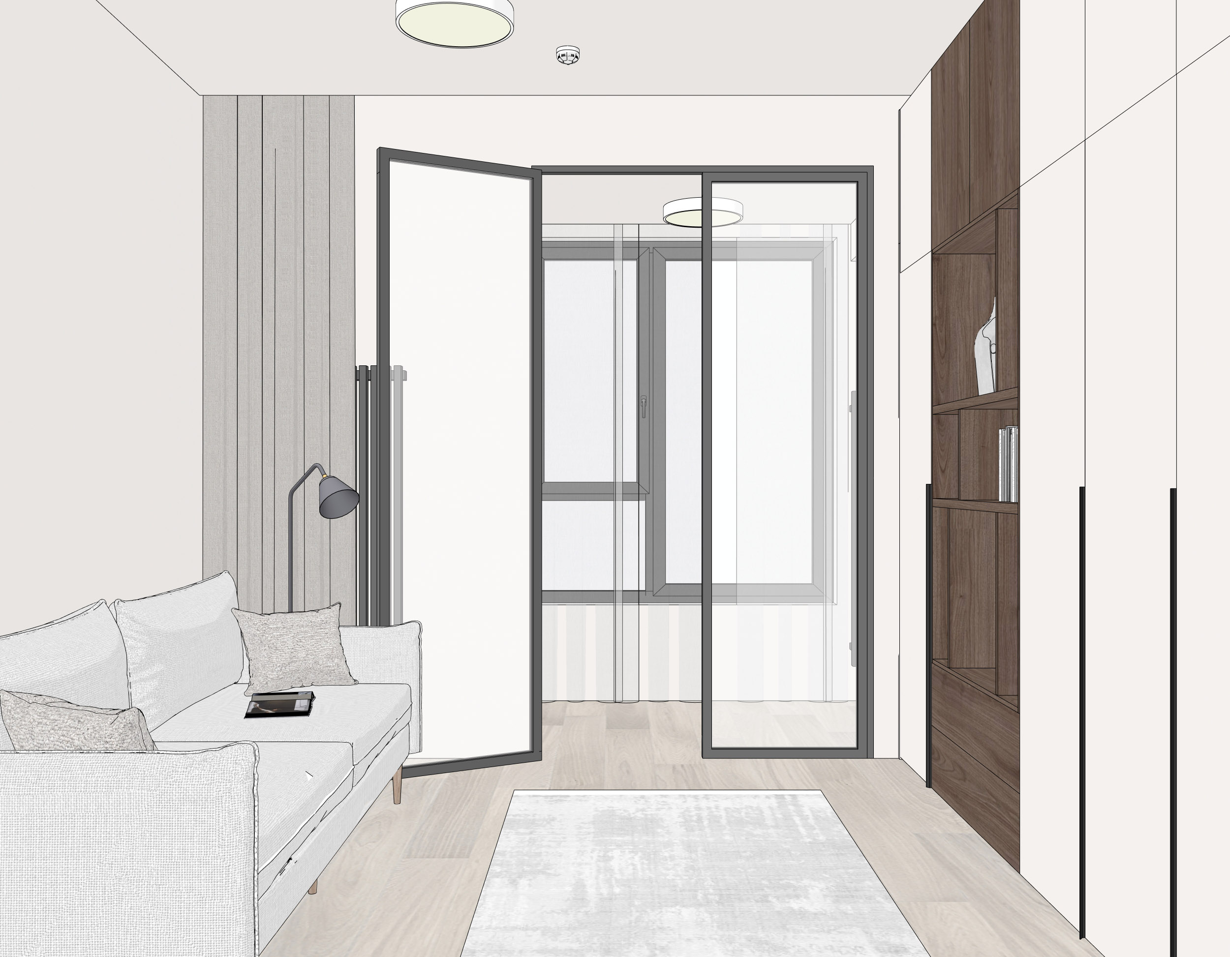 Дизайн-проект детской комнаты с французским окном