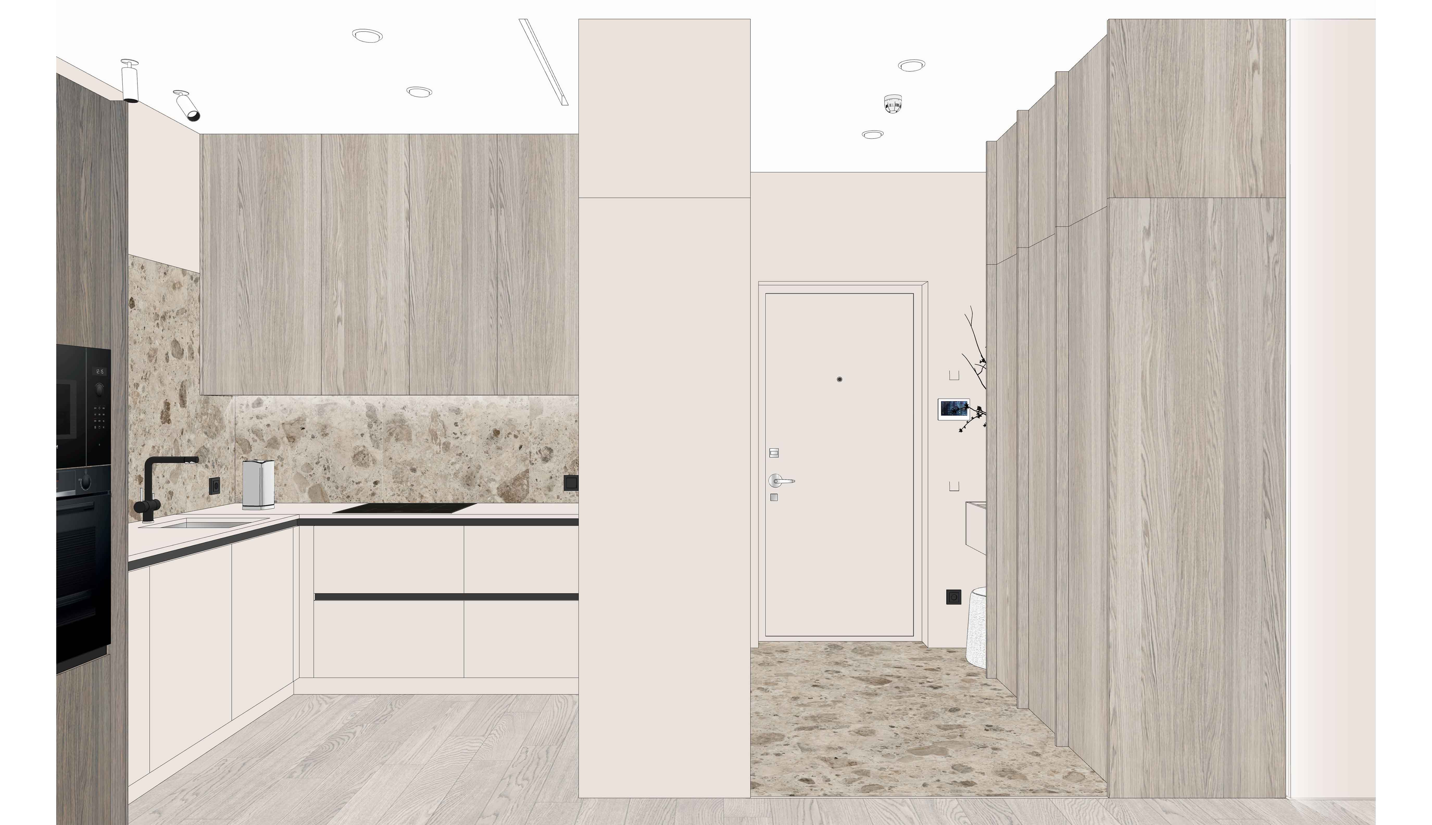 Проект кухни в двухкомнатной квартире