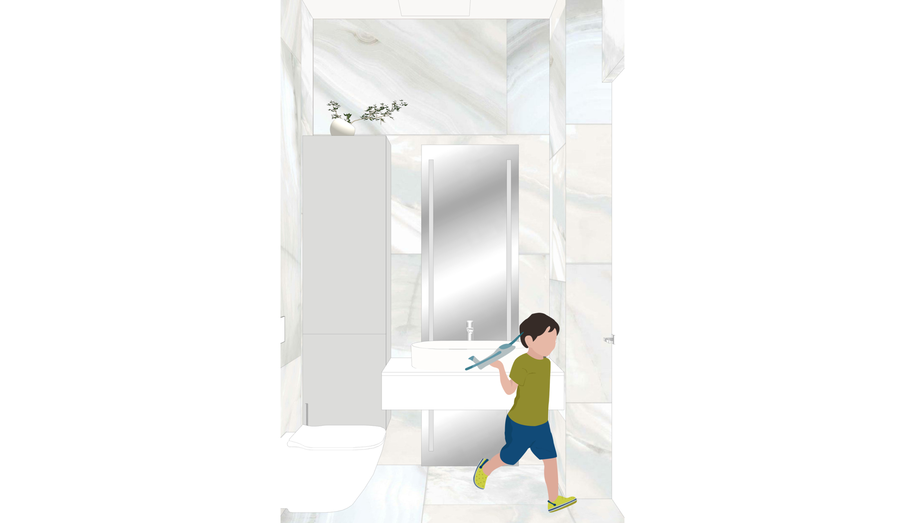 Ванная с тумбой и шкафом