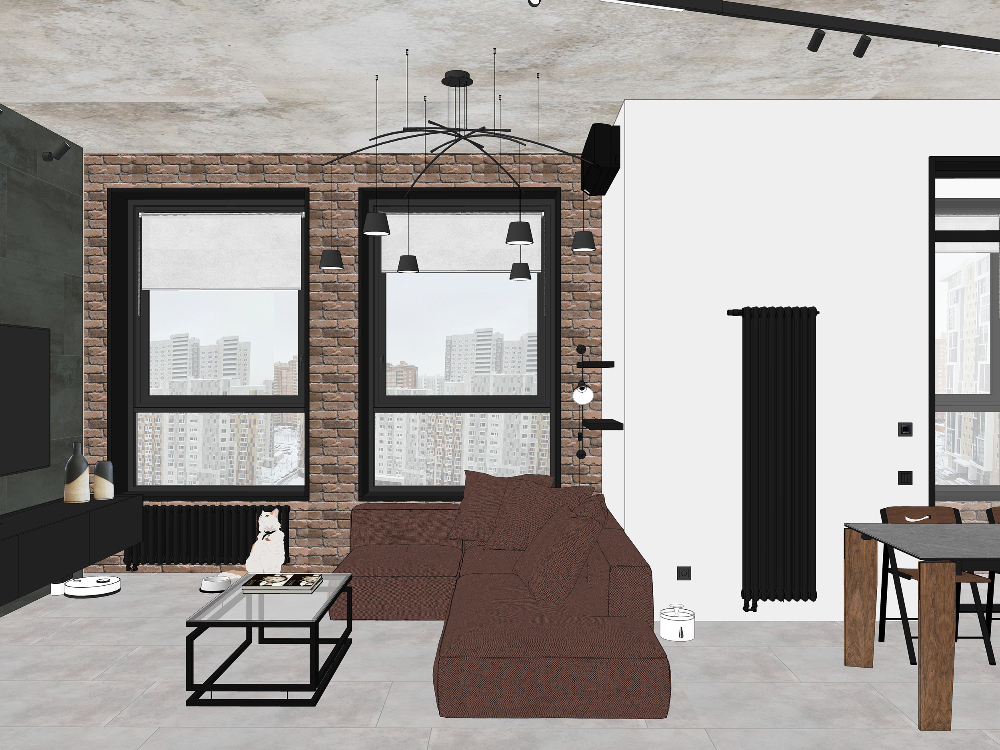 Дизайн гостиной в стиле лофт