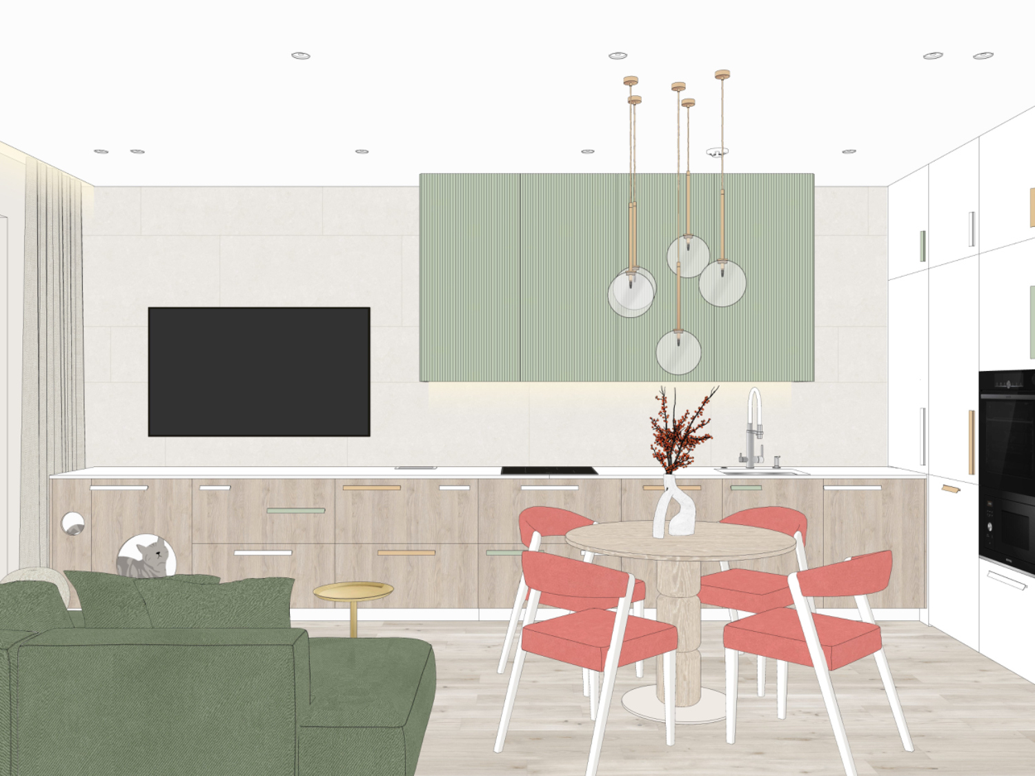 Мебель для кухни-гостиной, проект