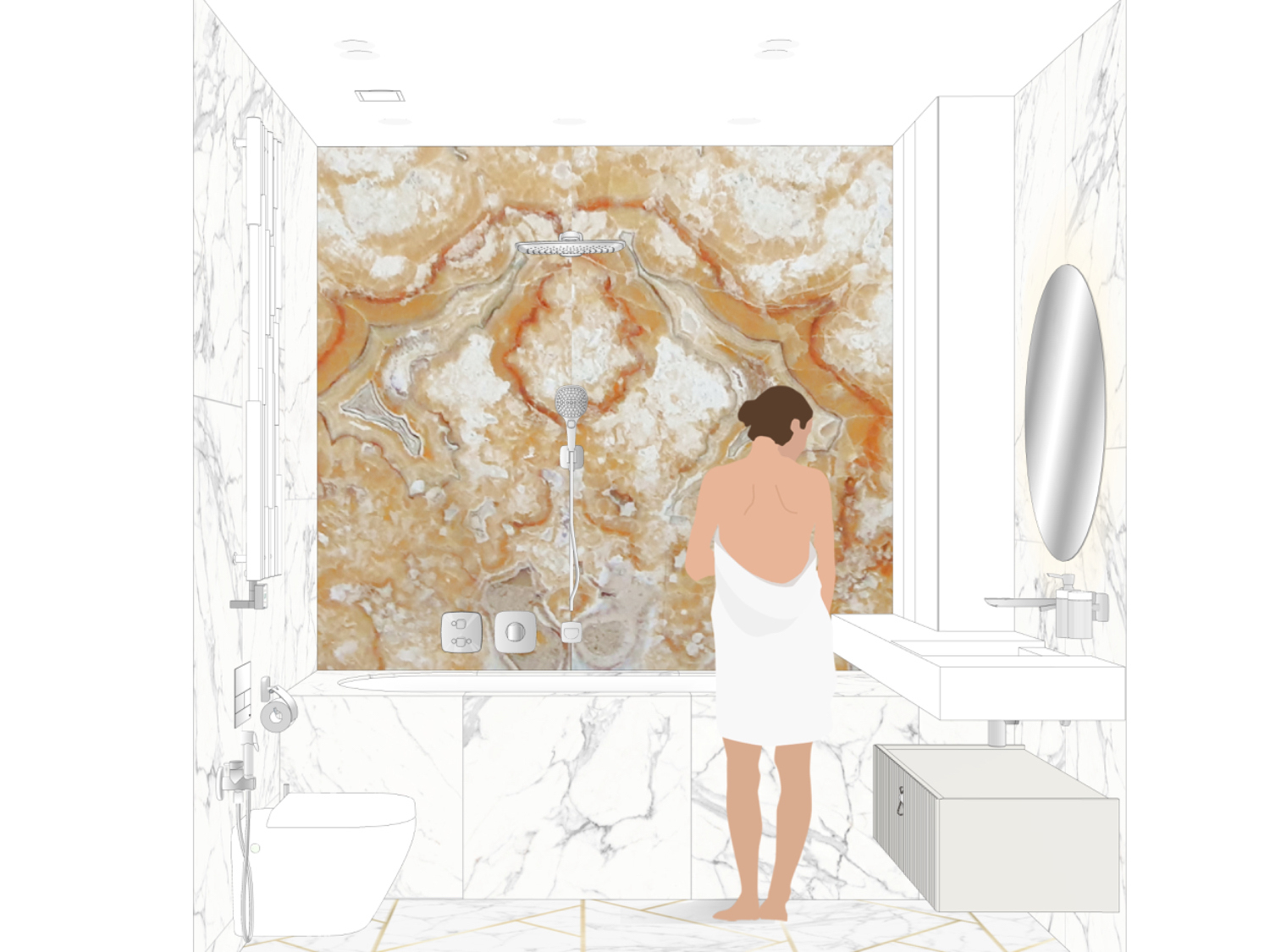 Отделка ванной комнаты натуральным камнем