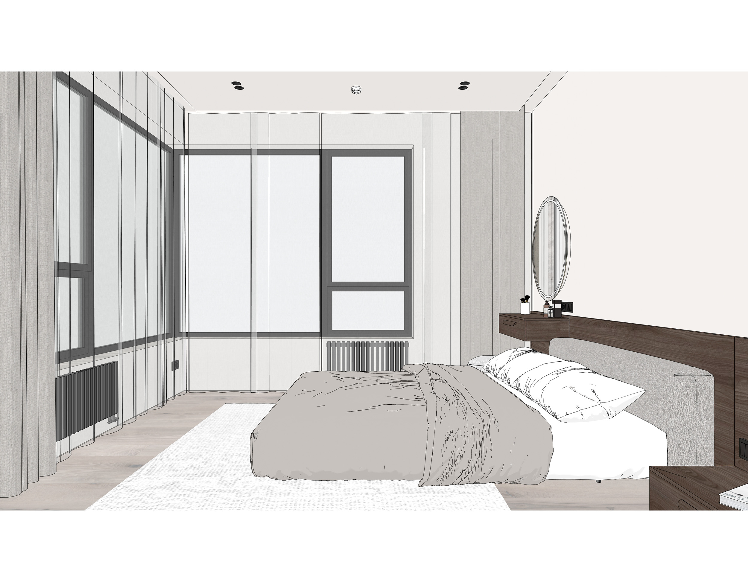 Дизайн проект спальни в стиле минимализм