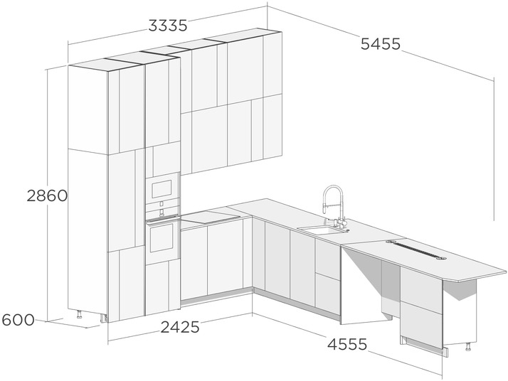 Схема угловой кухни
