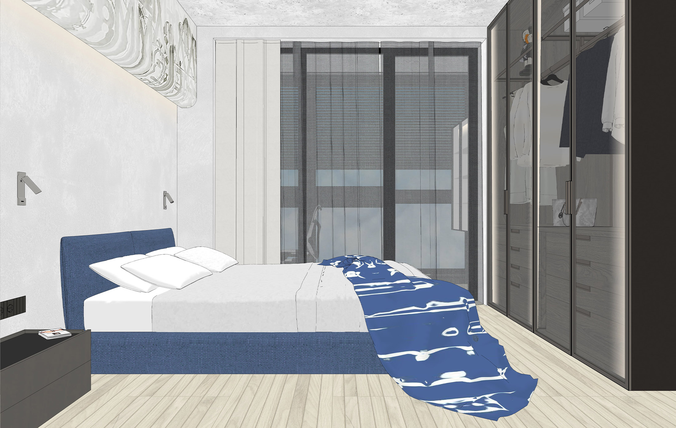 Шкаф для одежды в спальне стеклянные фасады