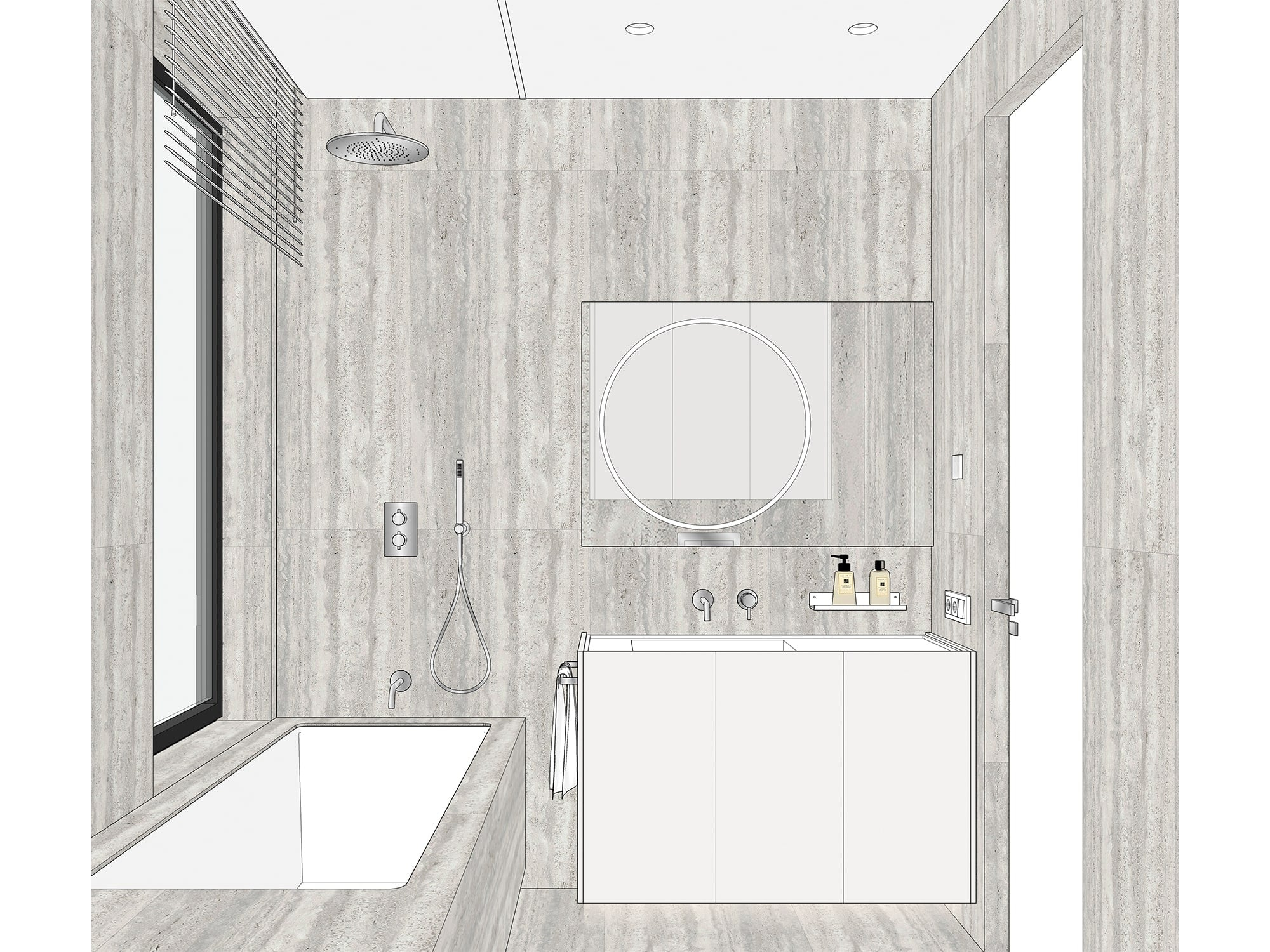 Дизайн-проект ванной с окном