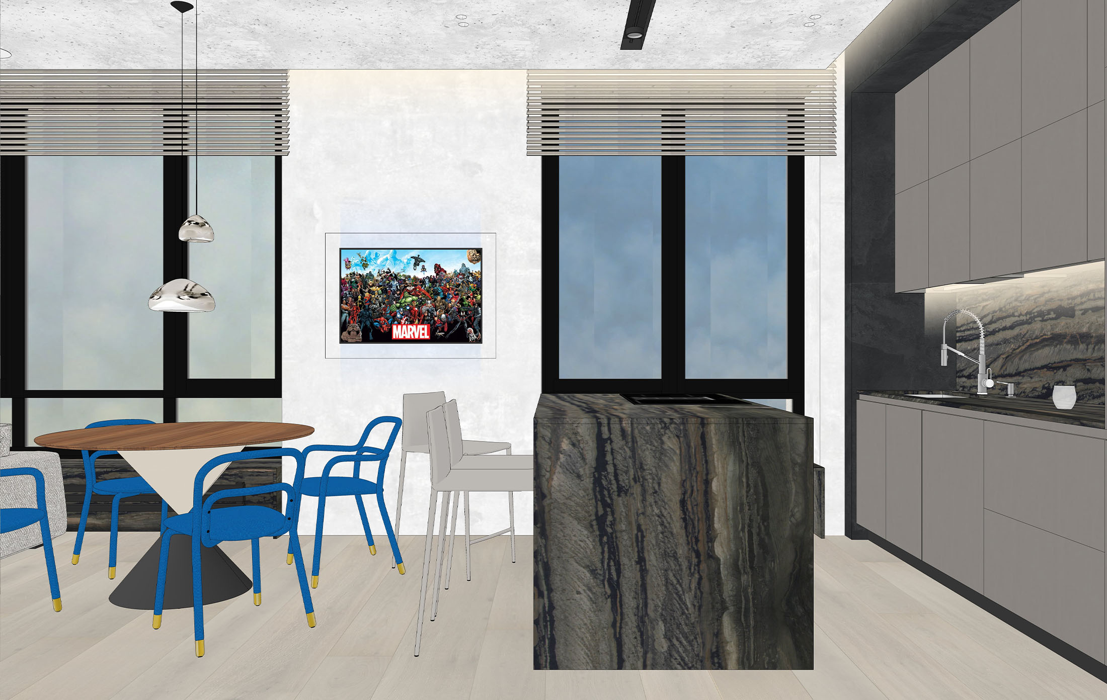 Кухонный гарнитур с островом