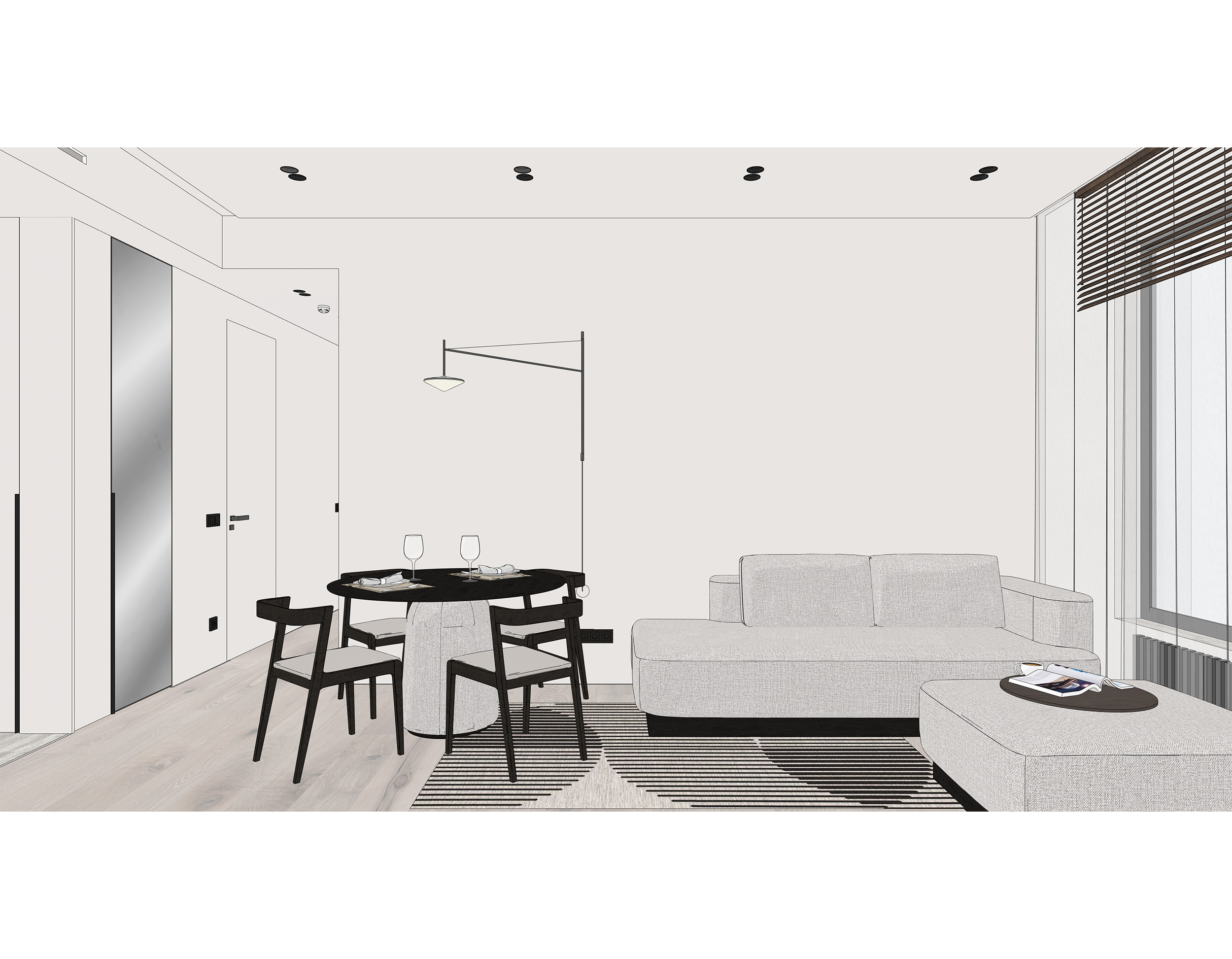 Дизайн-проект кухни-гостиной в стиле минимализм