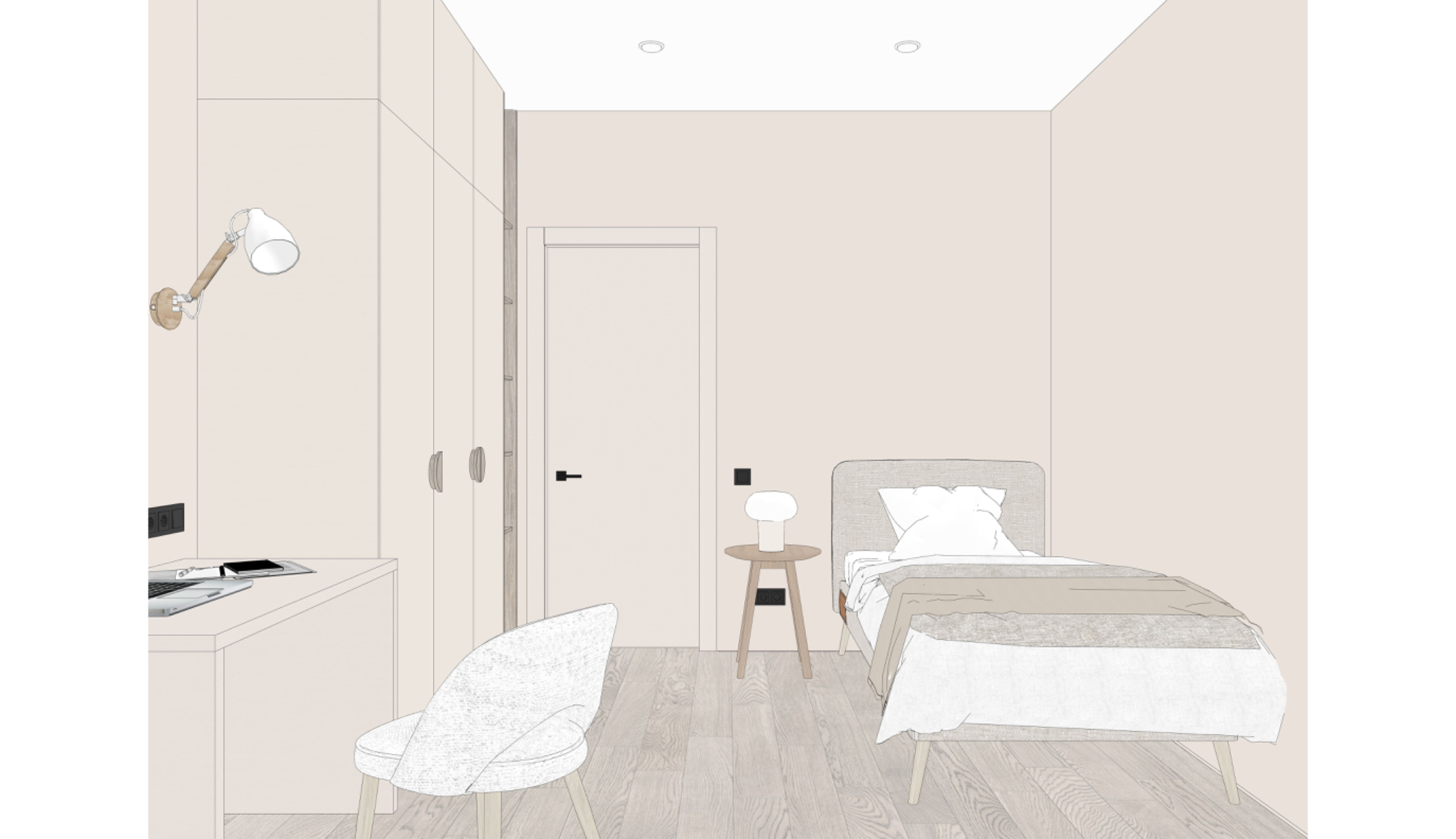 Проект детской комнаты в бежевых тонах