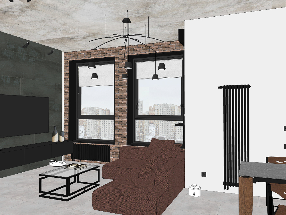 Гостиная в стиле лофт