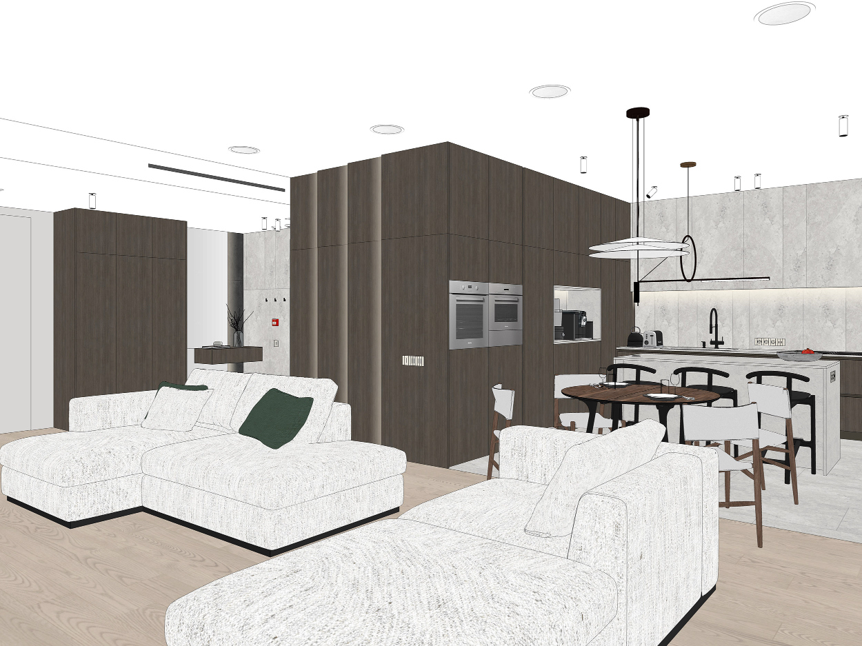 Кухня-гостиная в современном стиле