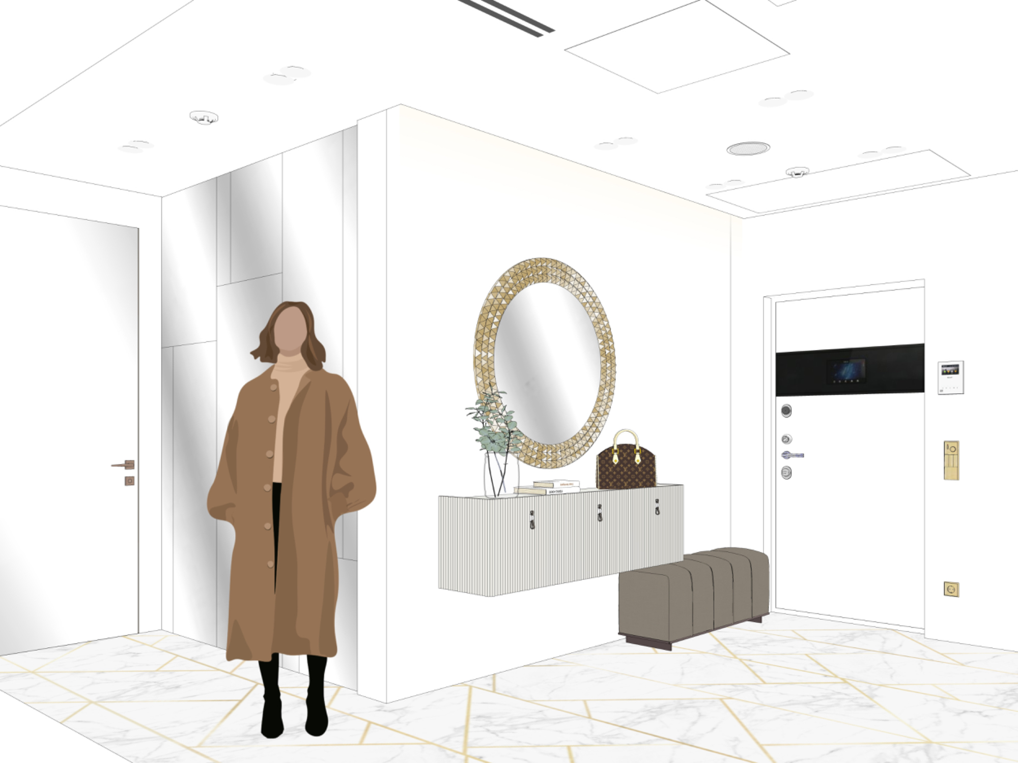 Мебель и зеркало в прихожей