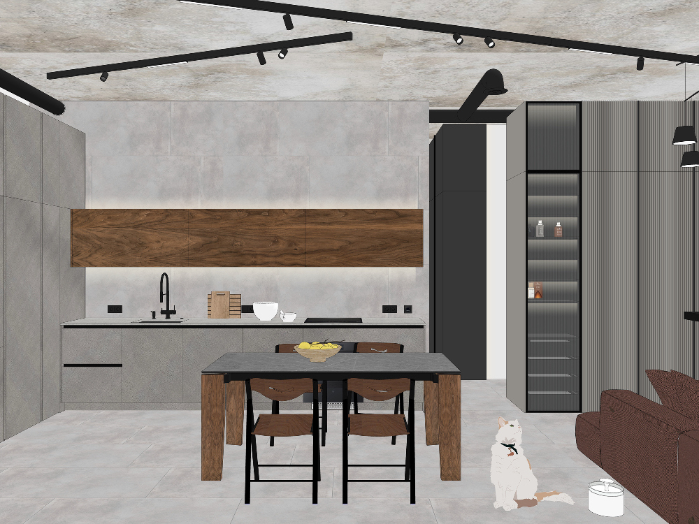 Угловая кухня в стиле лофт