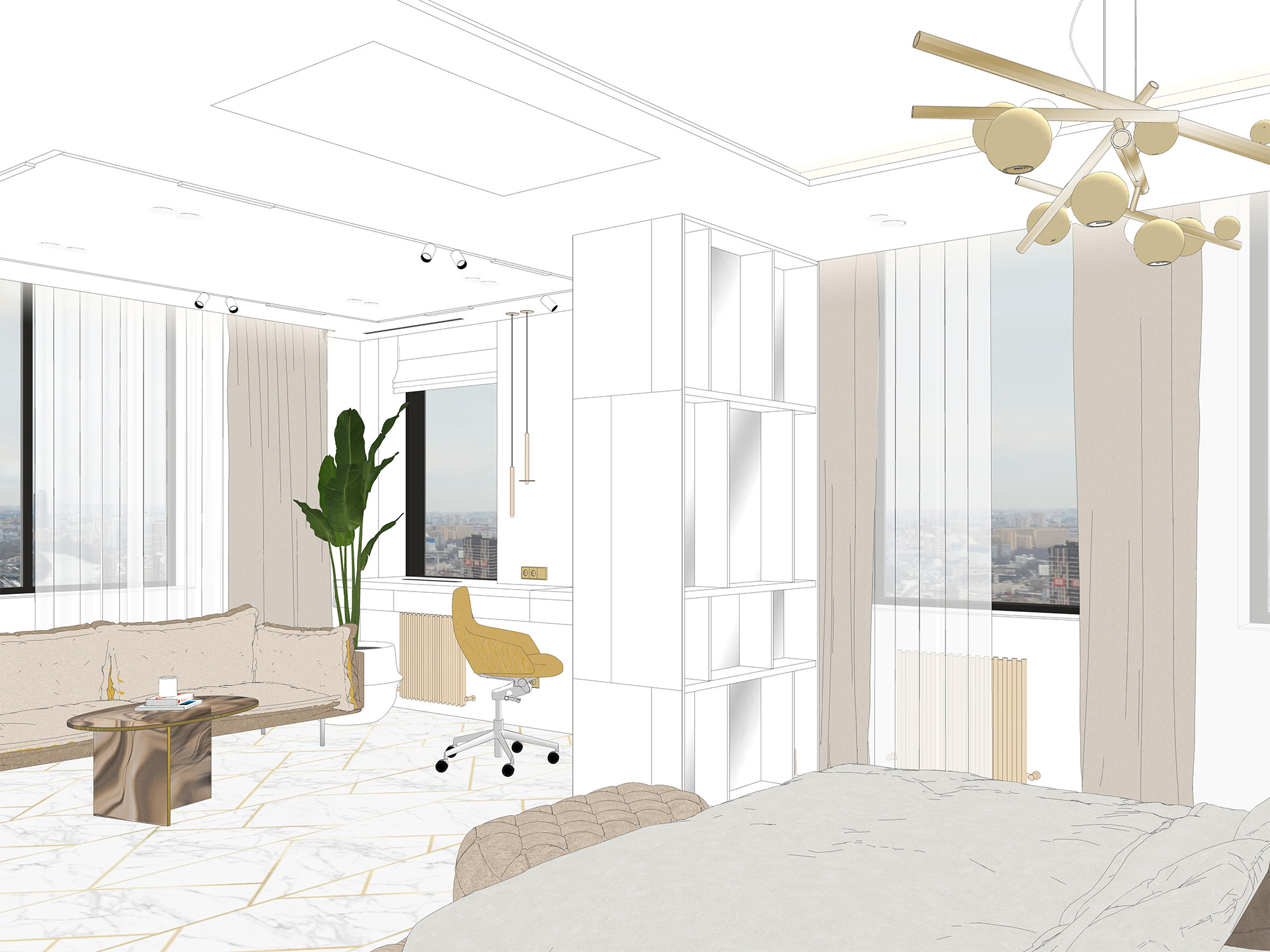 Спальня с зоной отдыха