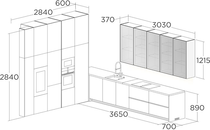 Схема угловой кухни