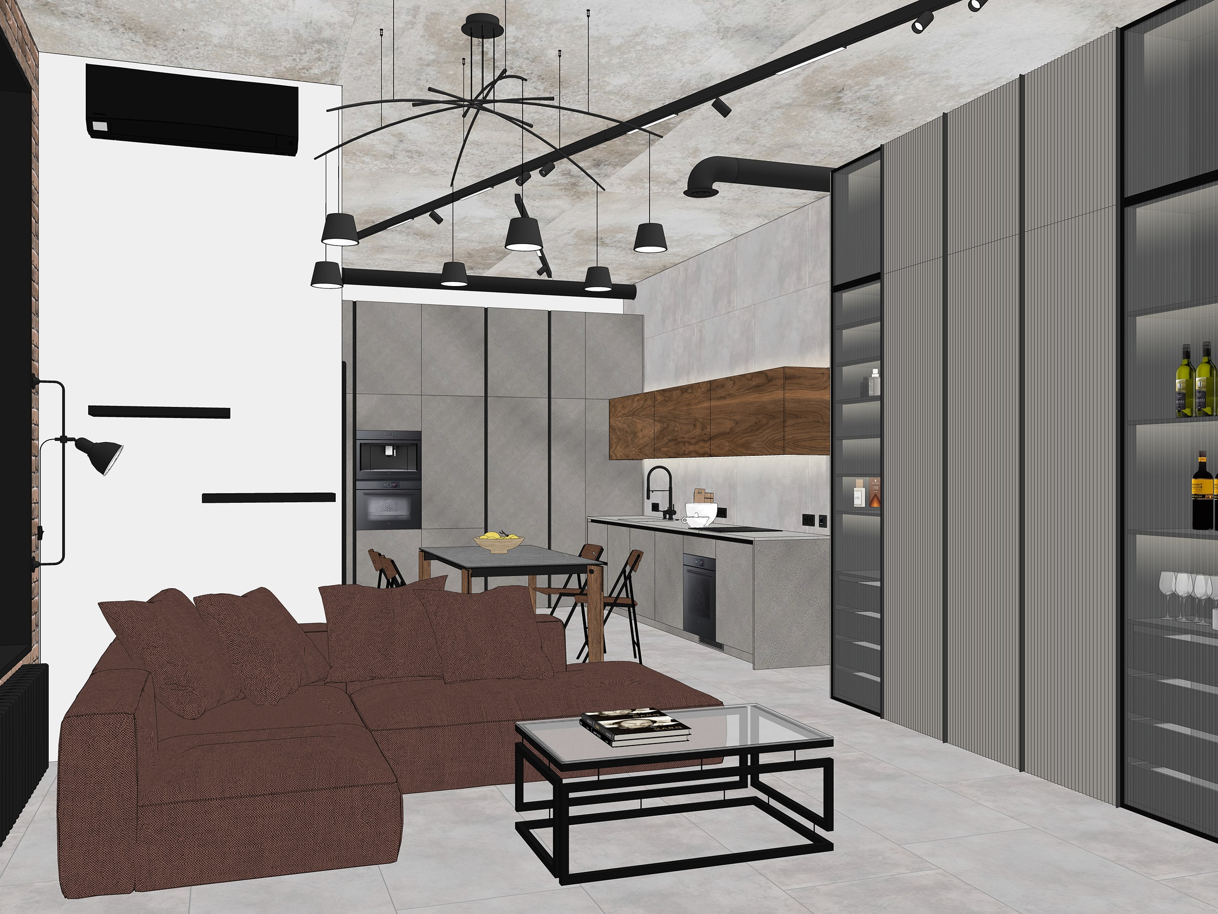 Современная кухня-гостиная