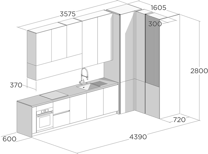 Схема угловой кухни