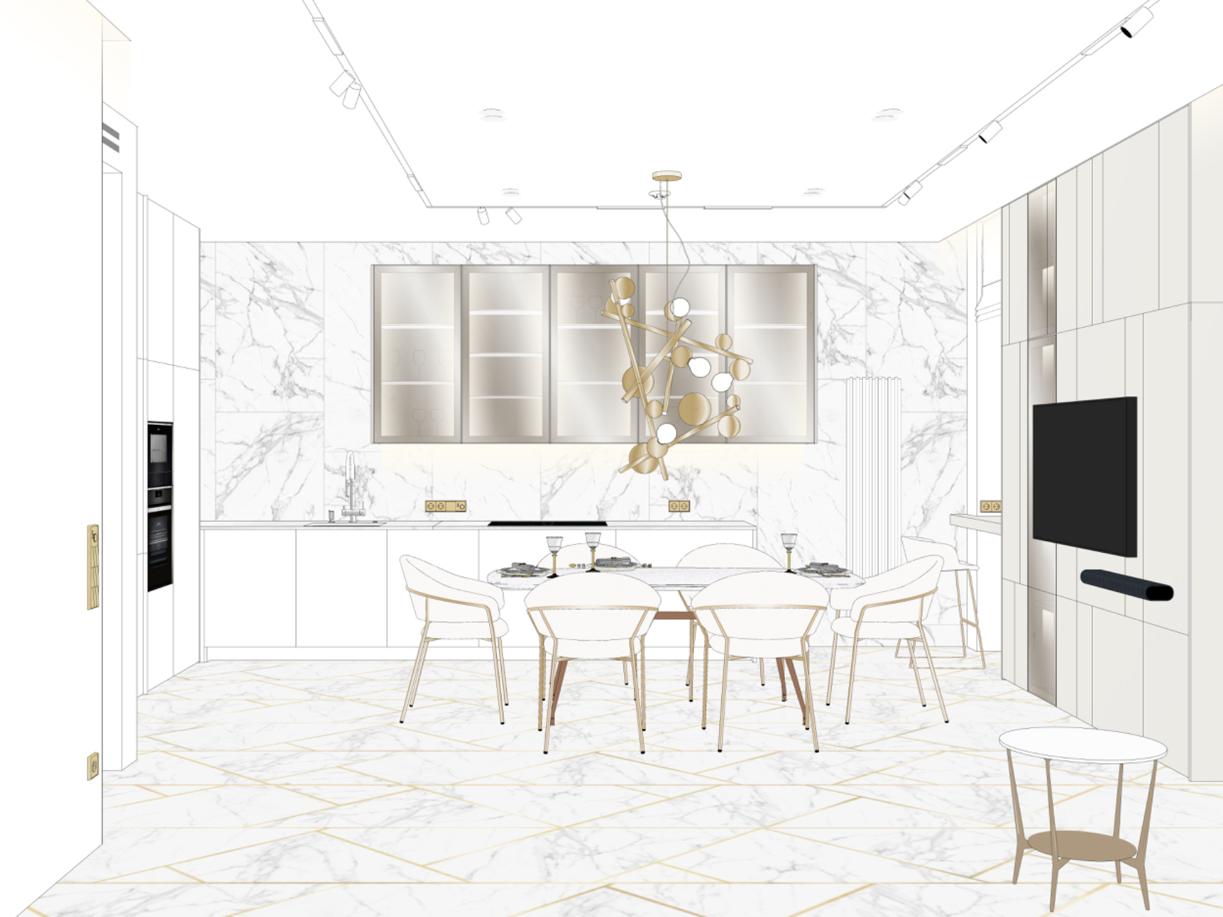 Дизайн-проект белой кухни неоклассика