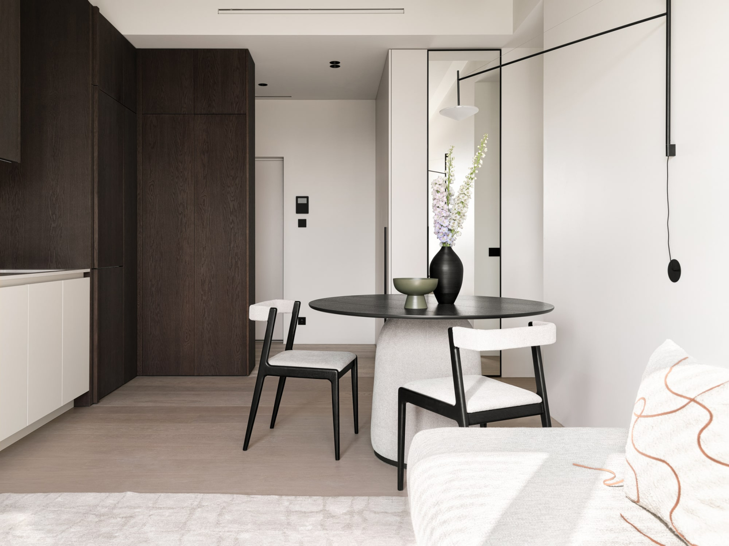 Дизайн квартиры в стиле минимализм с кухней-гостиной