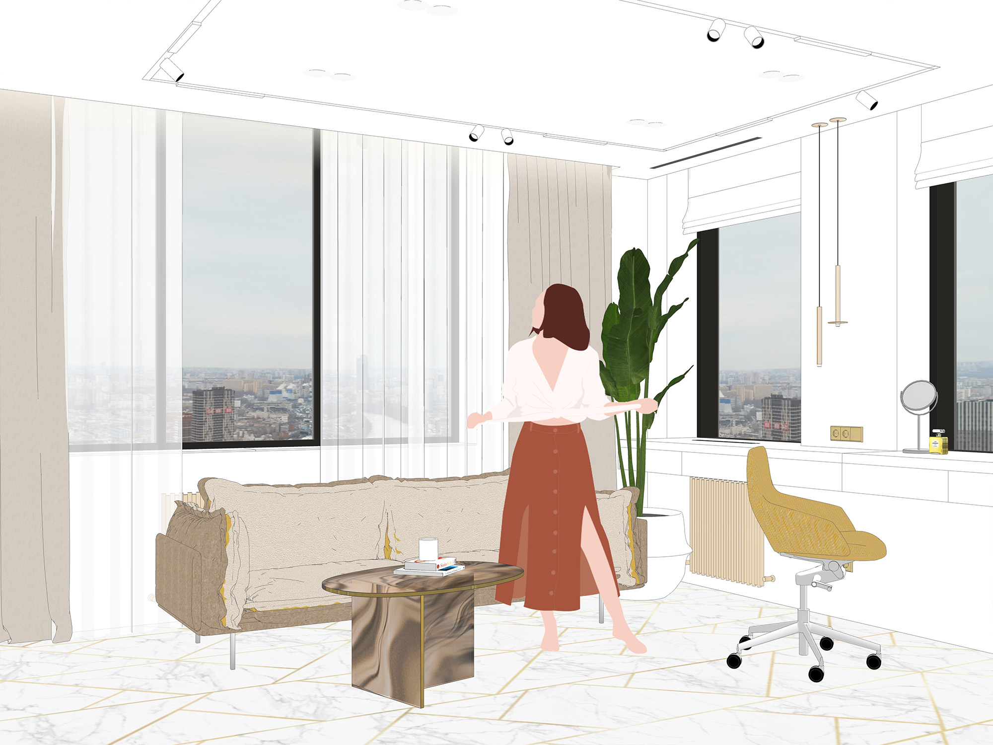 Дизайн-проект светлой спальни неоклассика