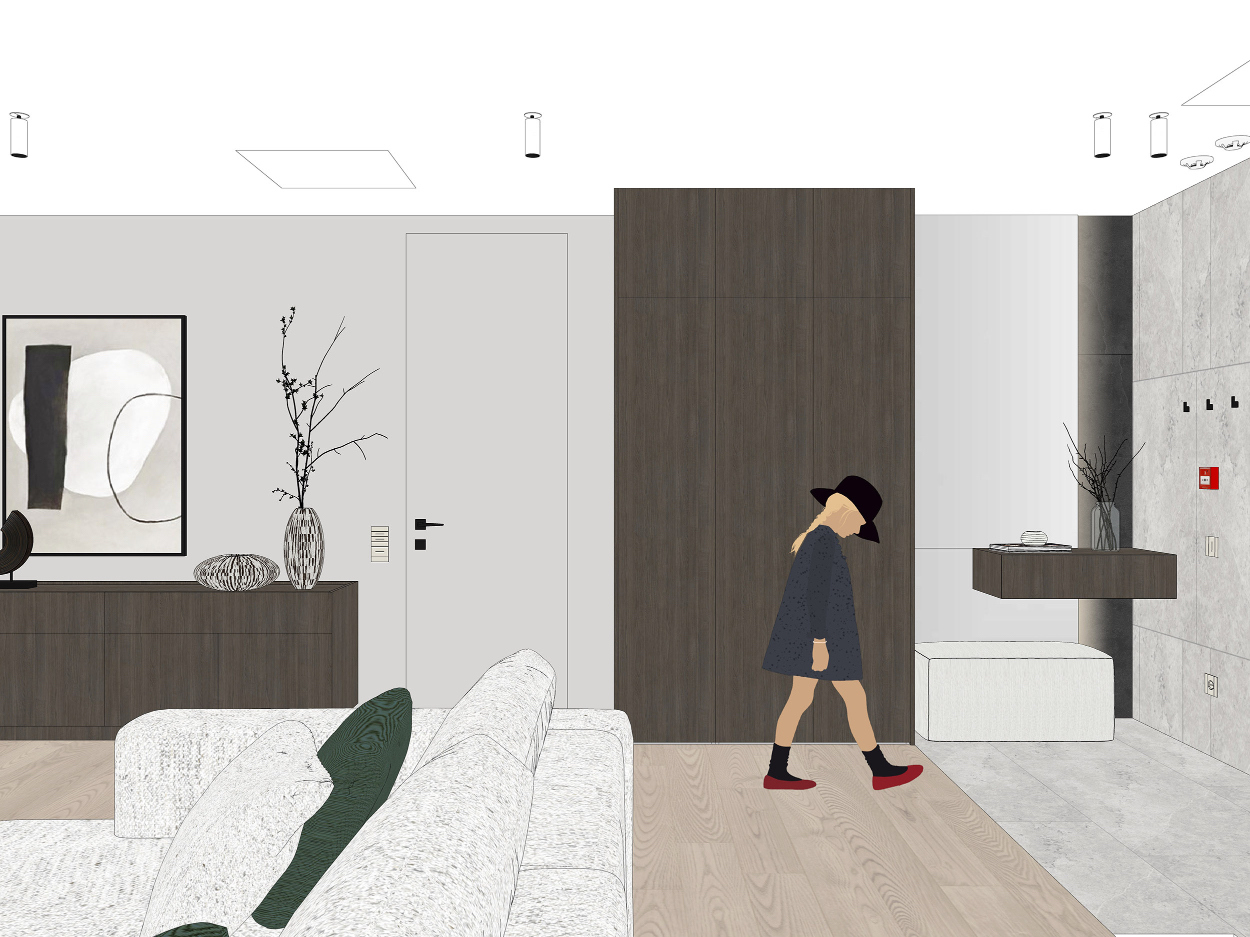 Прихожая с зеркалом и шкафом