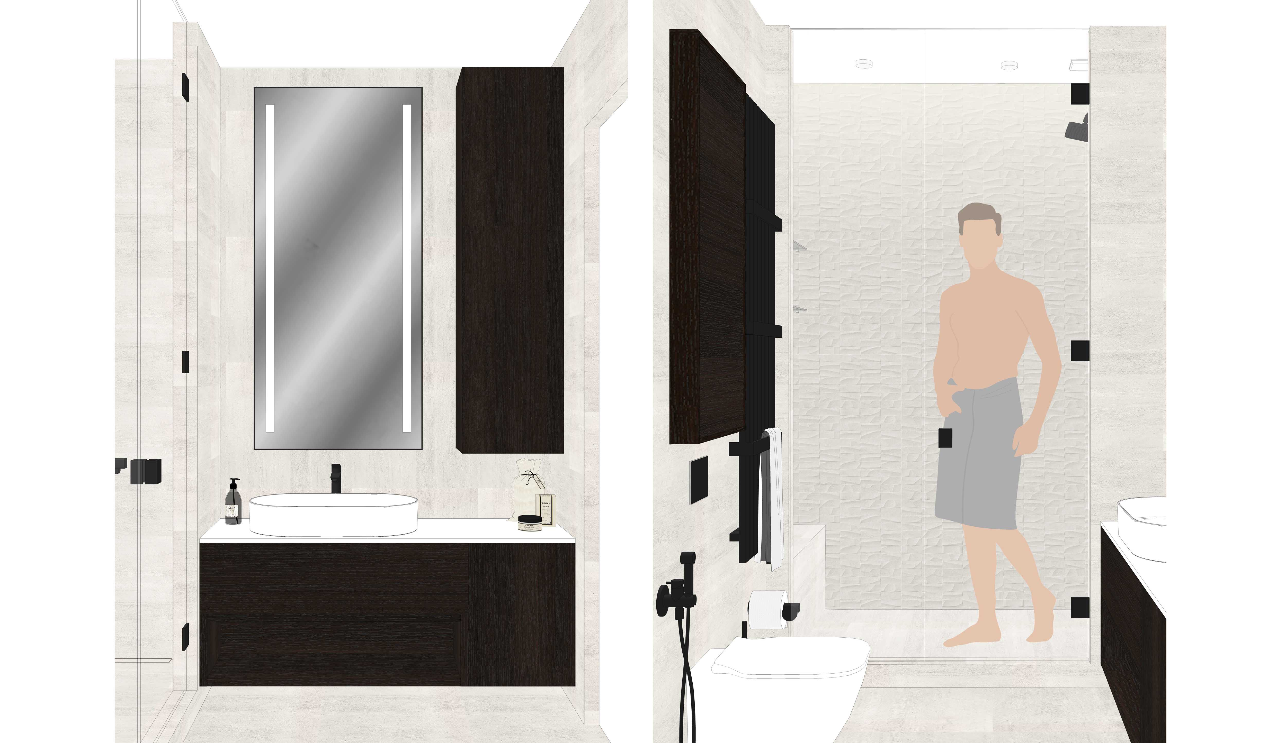 Тумба под раковину и шкаф в душевой