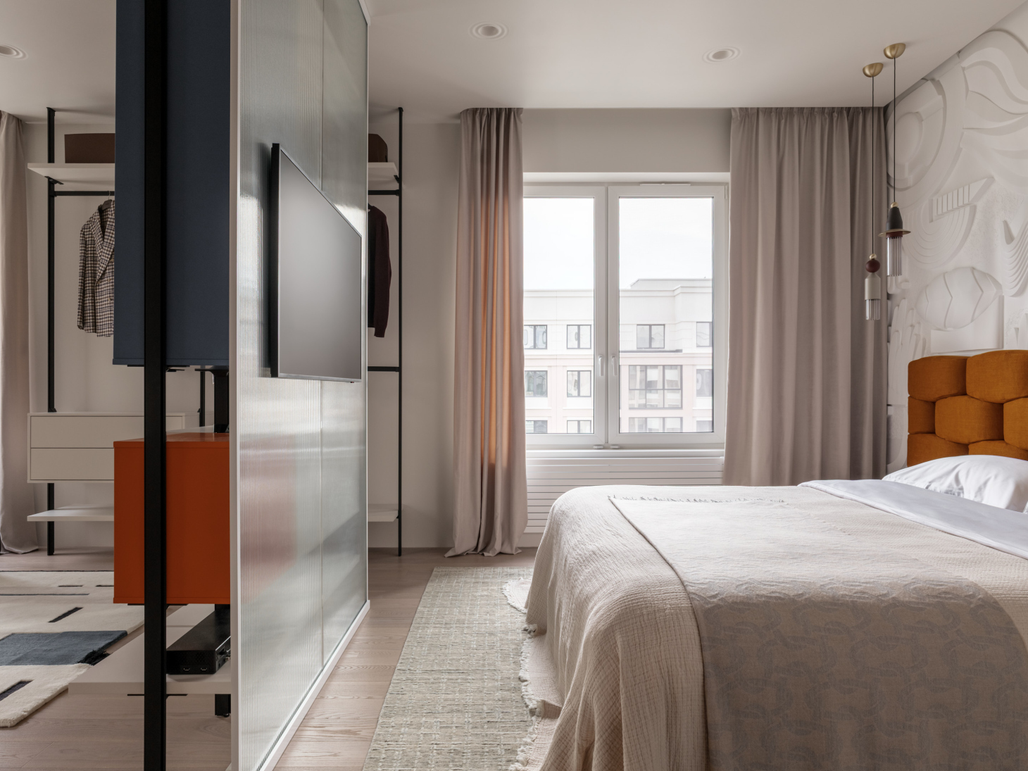 Дизайн интерьера спальни с гардеробной