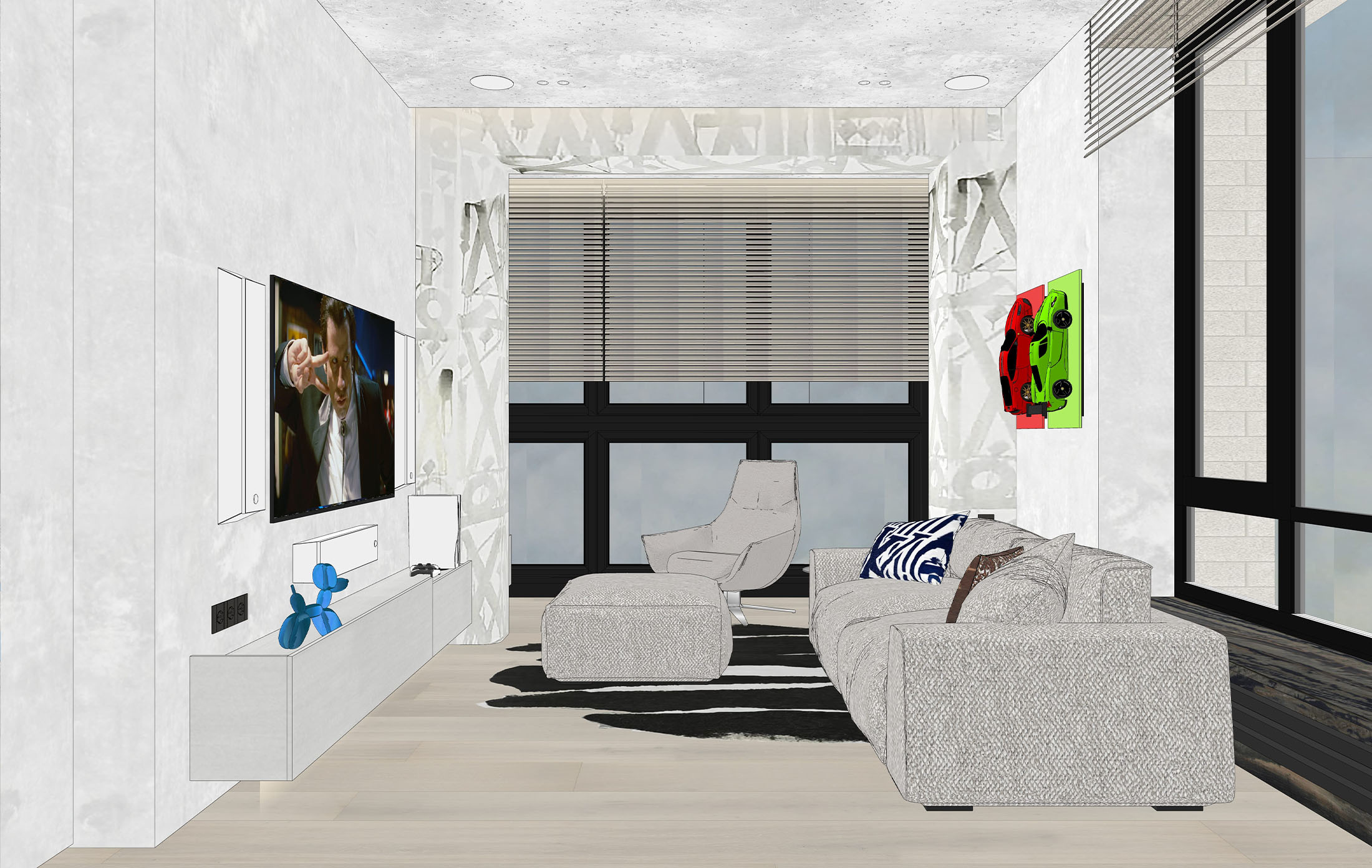 Дизайн-проект гостиной с диваном