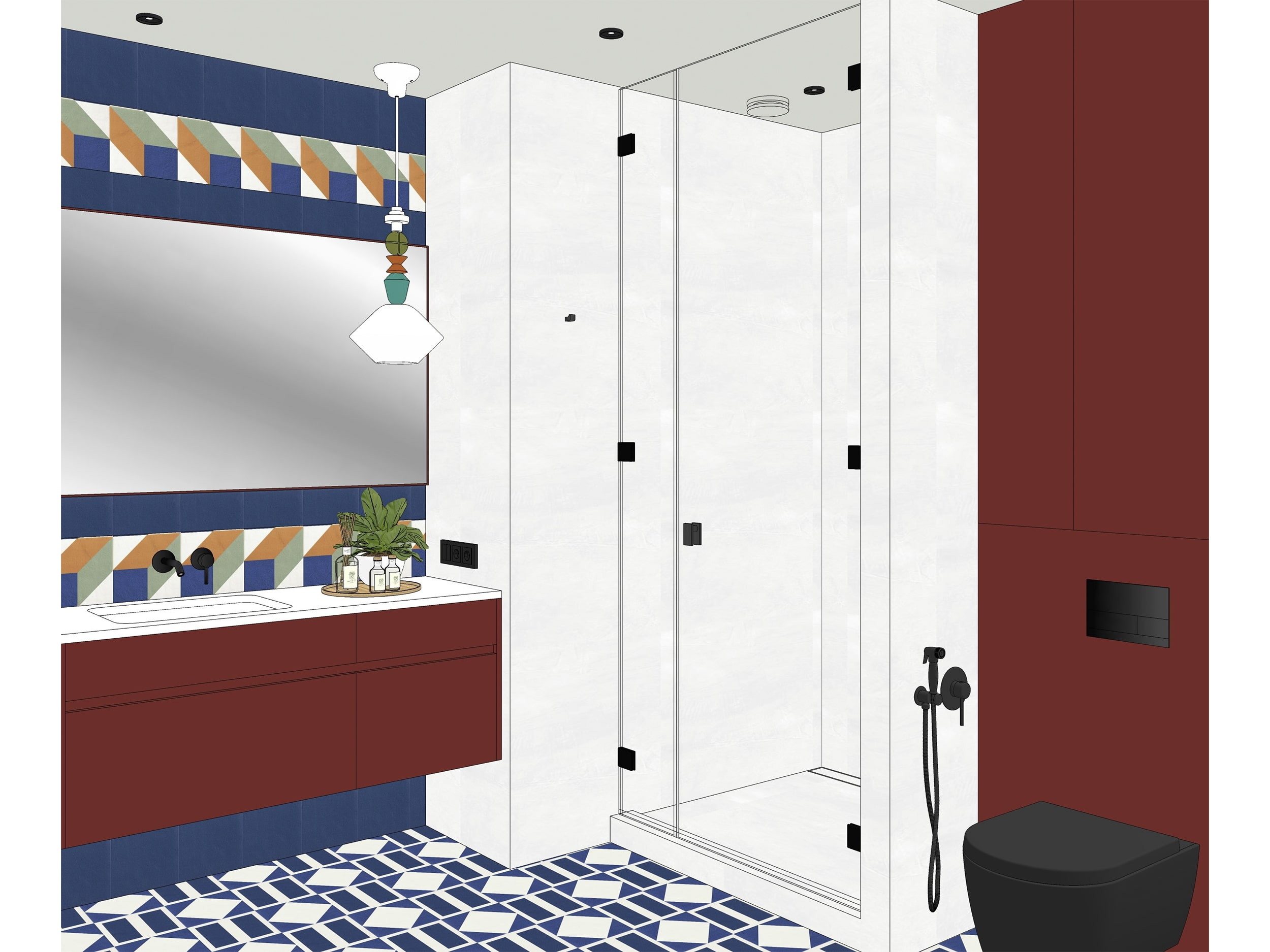Дизайн-проект ванной комнаты с душем