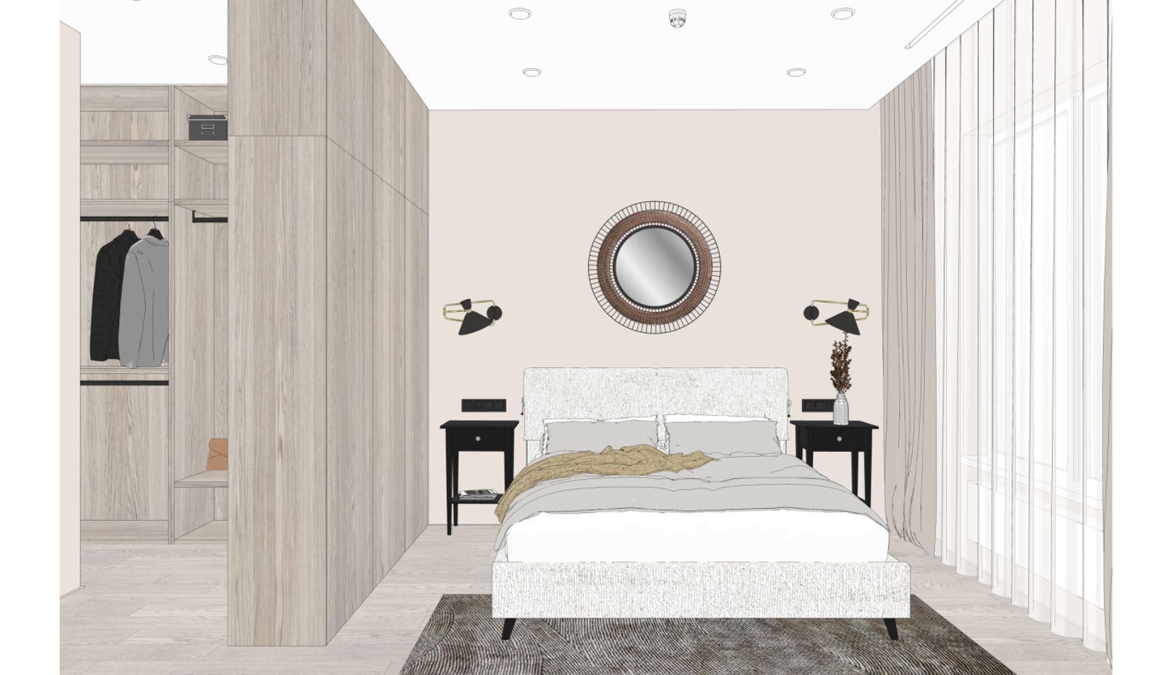 Проект спальни с гардеробной