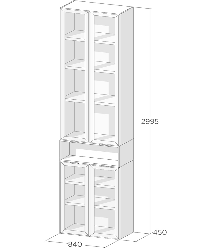 Схема шкафа со стеклянными фасадами