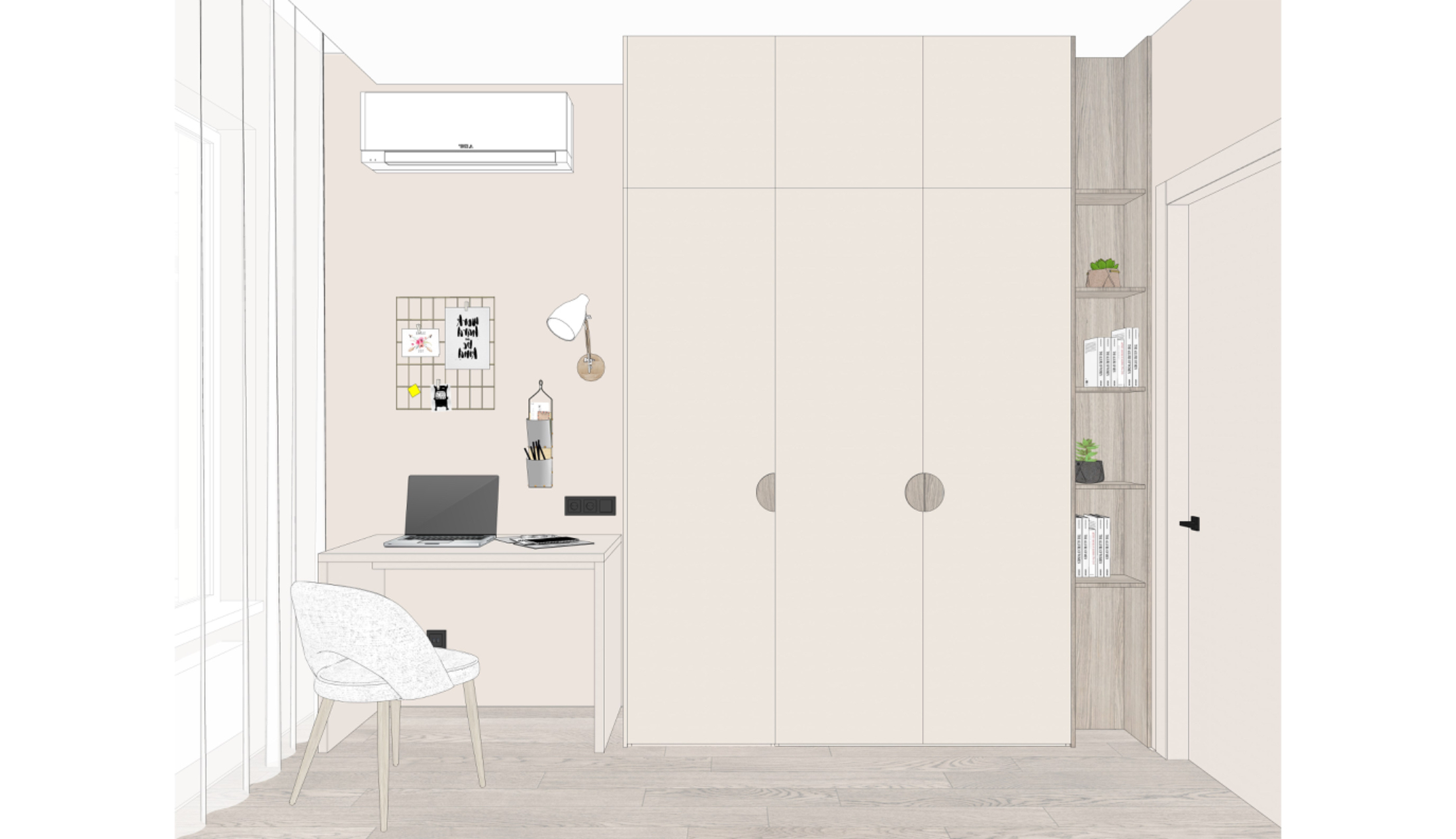 Проект интерьера кабинета в двухкомнатной квартире