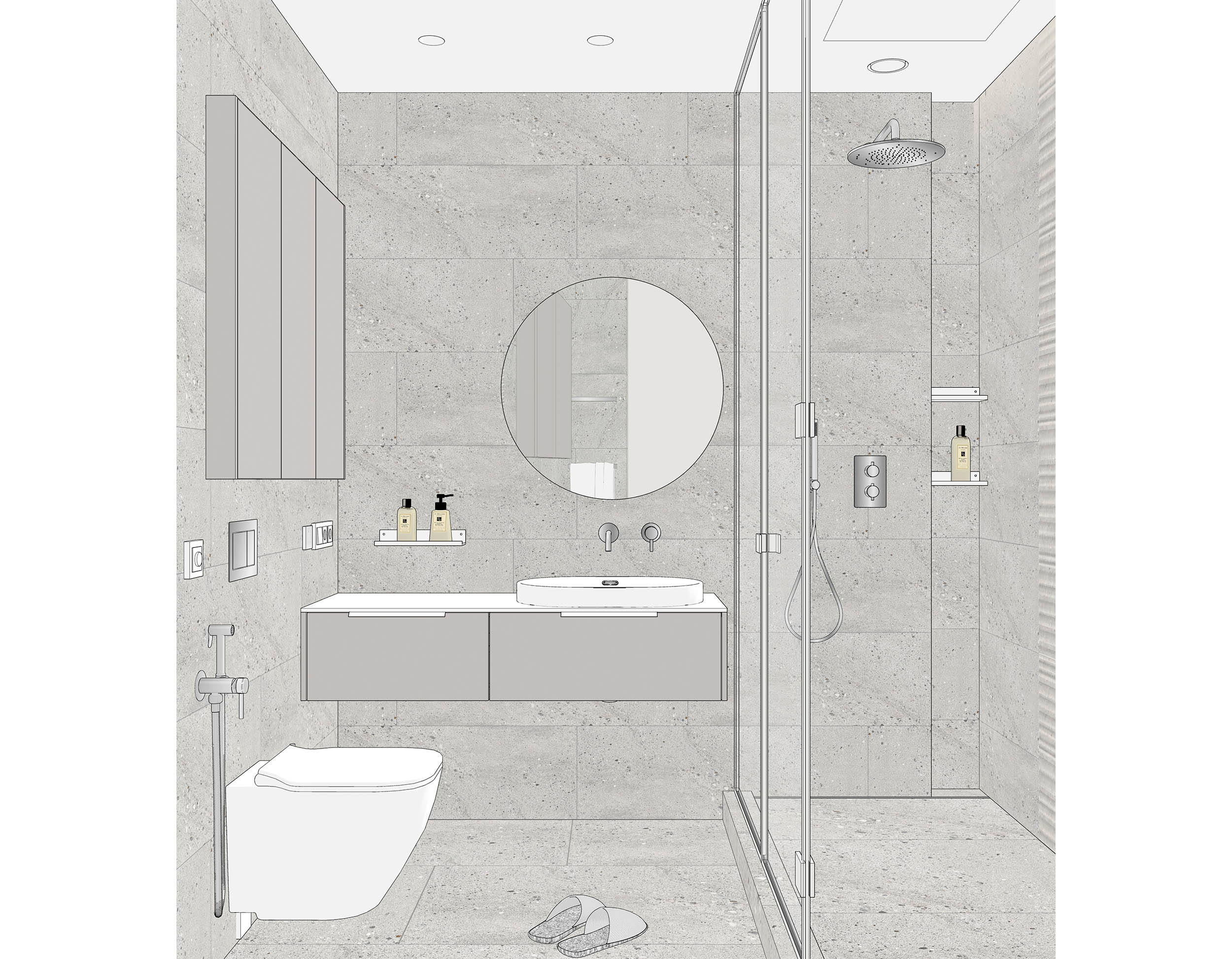 Дизайн-проект ванной комнаты с душем