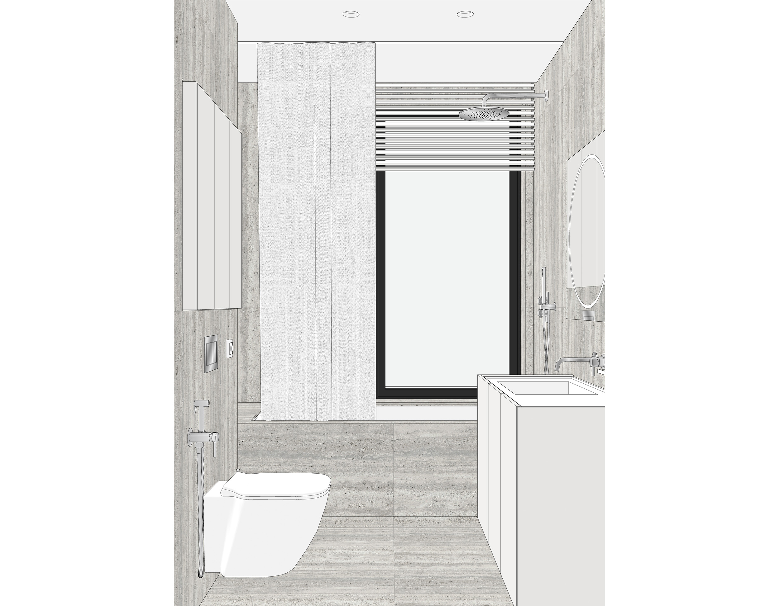 Дизайн-проект и ремонт ванной комнаты с окном