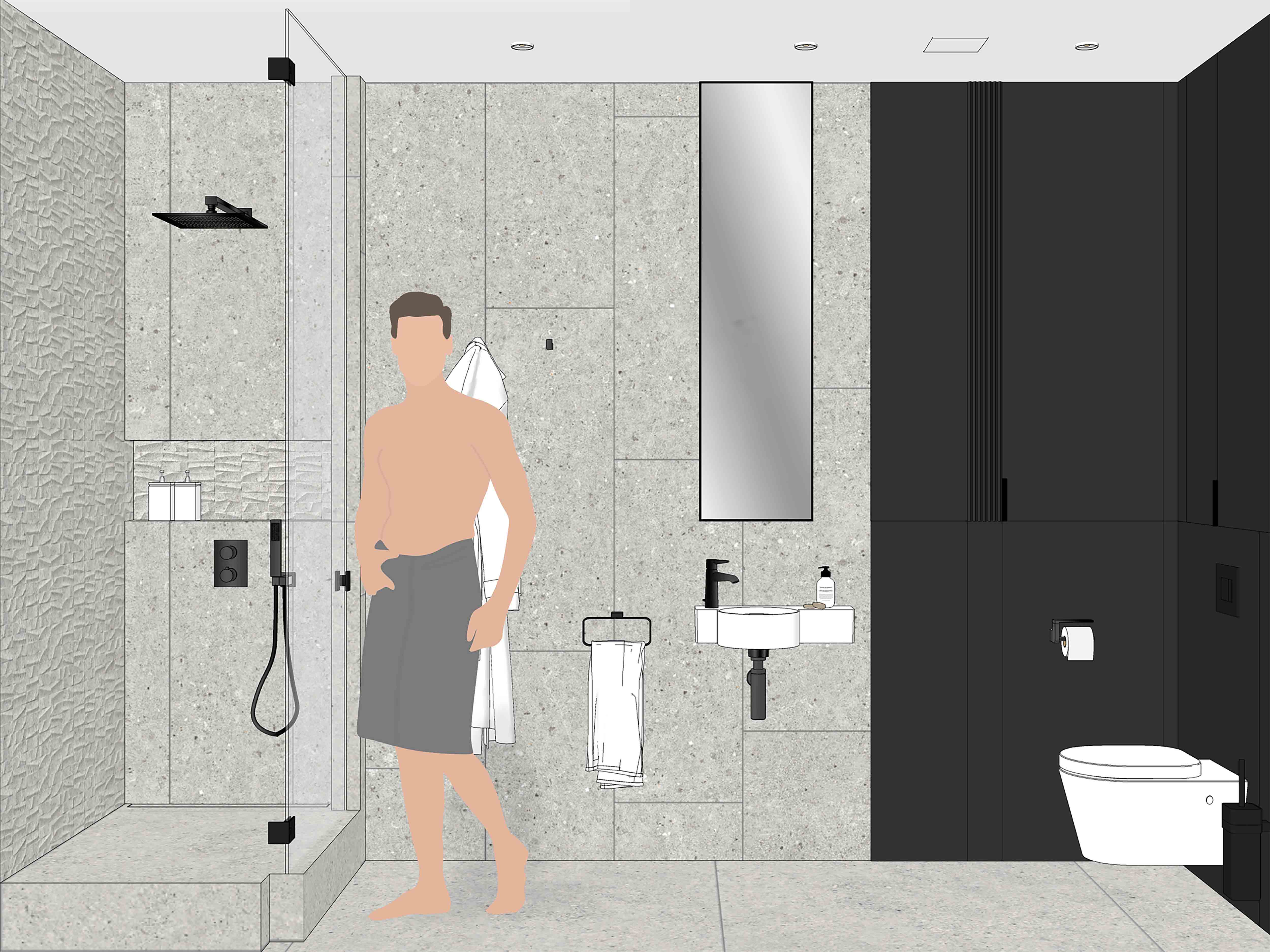 Дизайн-проект ванной комнаты с душевой